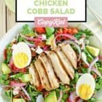 Homemade Panera Bread green goddess salad with chicken in a large bowl.