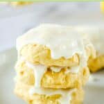 Three pineapple cookies stacked on a plate.