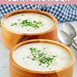 Two bowls of homemade Red Lobster New England clam chowder.