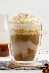 Copycat Starbucks pumpkin spice latte in an insulated coffee mug.