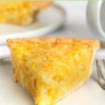 A slice of homemade Luby's Hawaiian pie on a plate.
