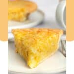 A slice of homemade Luby's Hawaiian Pie and the pie behind it.
