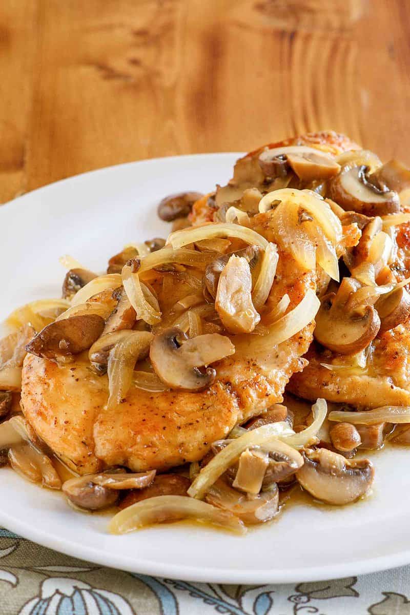 Copycat Olive Garden Chicken Marsala on a plate.