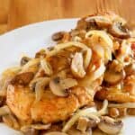 Homemade Olive Garden chicken marsala serving on a plate.