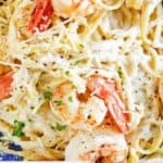 Homemade Olive Garden fettuccine shrimp alfredo.