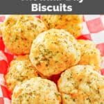 Homemade Red Lobster cheddar bay biscuits in a serving basket.
