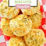 Homemade Red Lobster cheddar bay biscuits on parchment paper.