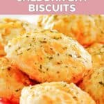 Several copycat Red Lobster cheddar bay biscuits.