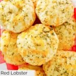 Copycat Red Lobster cheddar bay biscuits piled in a basket.