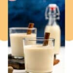 Two glasses of homemade spiked eggnog.