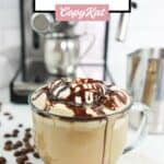 Homemade Starbucks cafe mocha and an express machine behind it.