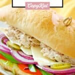 Homemade Subway tuna salad on a submarine sandwich.