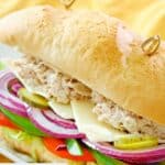 A sub sandwich with homemade Subway tuna salad.