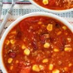 Taco soup in a bowl.