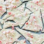 Pieces of homemade Williams Sonoma peppermint bark.