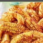 A pile of air fryer corn ribs on a platter.