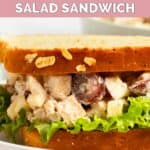 Homemade Arby's pecan chicken salad sandwich on honey wheat bread.