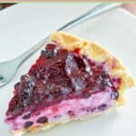 Homemade blueberry cream cheese pie slice.