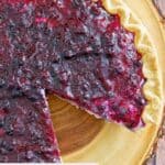 The top of a blueberry cream cheese pie.