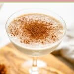 Brandy Alexander with ice cream cocktail in a coupe glass.