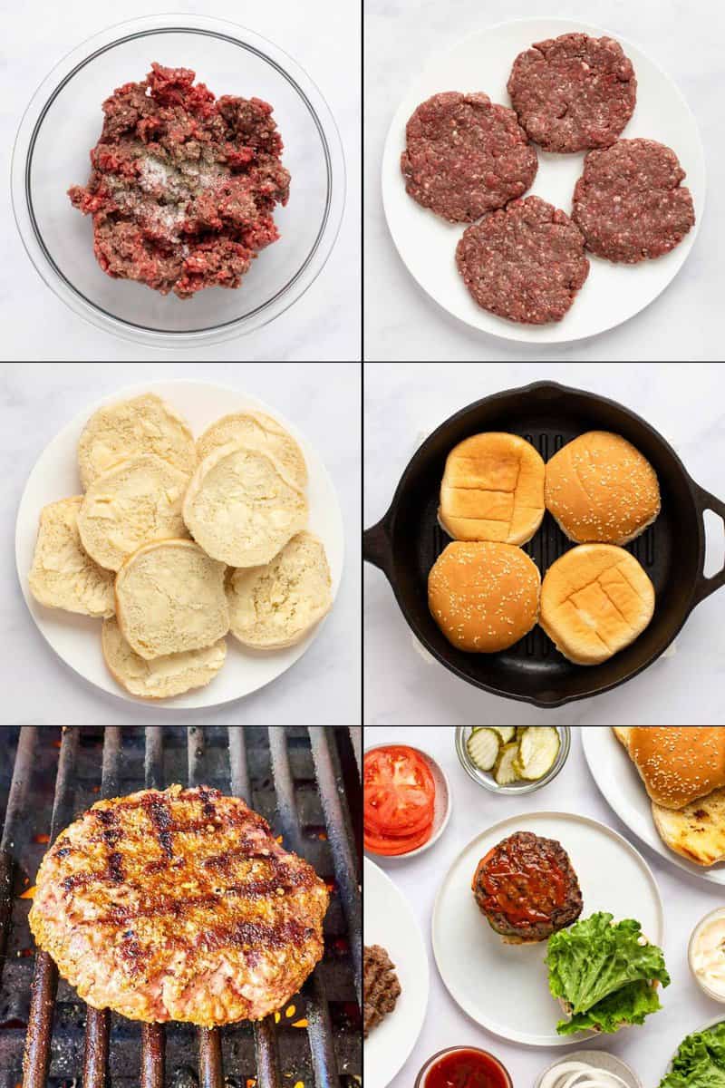 Collage of making copycat Burger King Whopper.