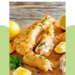 Homemade Captain D's batter dipped fish on a serving board.