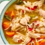 A bowl of homemade chicken bisque.