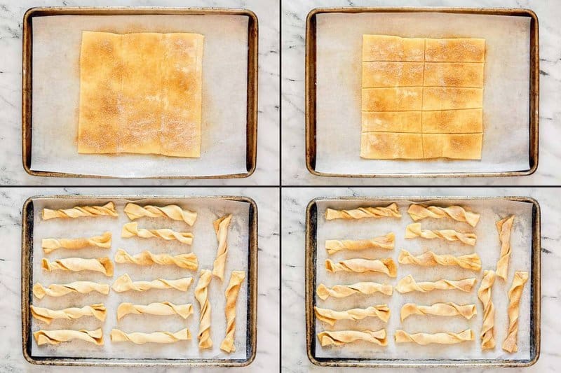 Collage of making copycat Cinnabon cinnamon sticks.