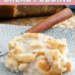 A serving of homemade Golden Corral bread pudding on a plate.