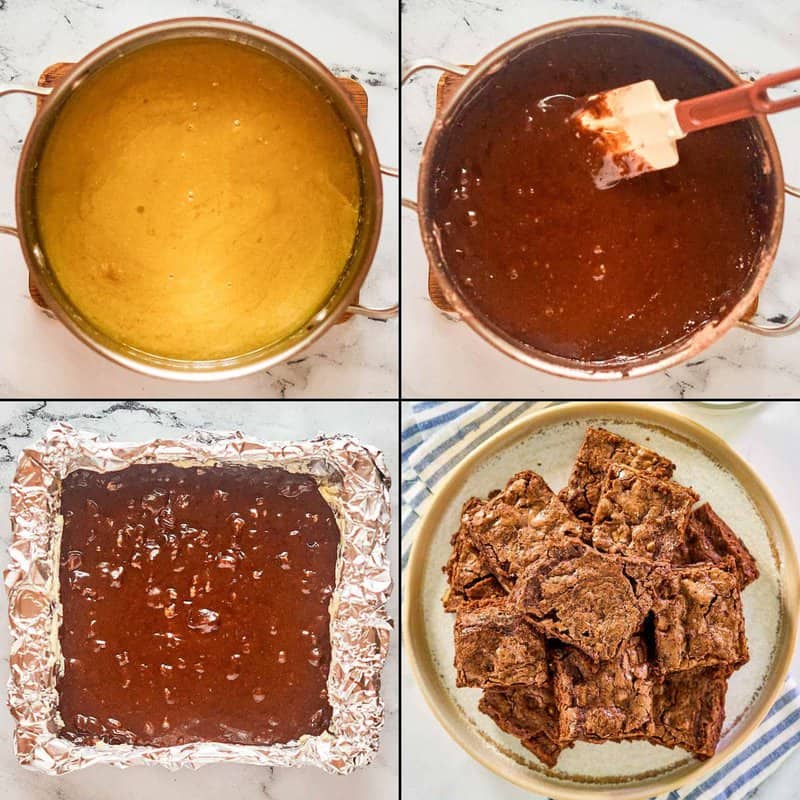 Collage of making Hershey's brownies.