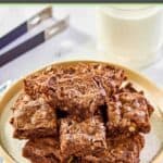 Homemade Hershey's cocoa brownies on a plate.