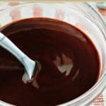 A bowl of copycat Hershey's chocolate syrup.