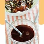 Homemade Hershey's chocolate syrup in a small glass bowl.