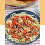 A bowl of homemade Johnny Carino's angel hair pasta with artichokes.