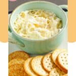 Jarlsberg cheese dip and crackers.