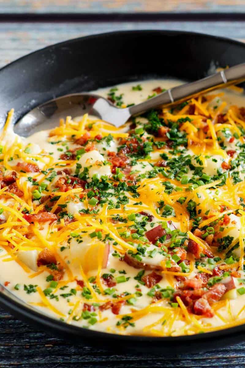 Copycat O'Charley's loaded potato soup in a bowl.