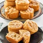 Copycat Otis Spunkmeyer banana nut muffins on plates.