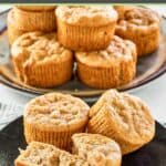 Plates of homemade Otis Spunkmeyer banana nut muffins.