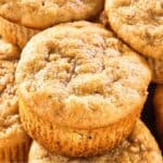 Several homemade Otis Spunkmeyer banana nut muffins.