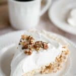 Homemade Piccadilly pecan delight pie slice on a plate.