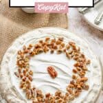 Homemade Piccadilly pecan delight pie in a glass pie plate.