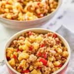 Sausage hash in two bowls.