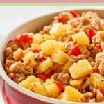 Sausage hash in a bowl.