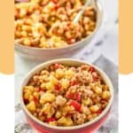 Sausage potato hash in two bowls.