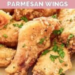 Homemade Wingstop garlic parmesan chicken wings garnished with parsley.
