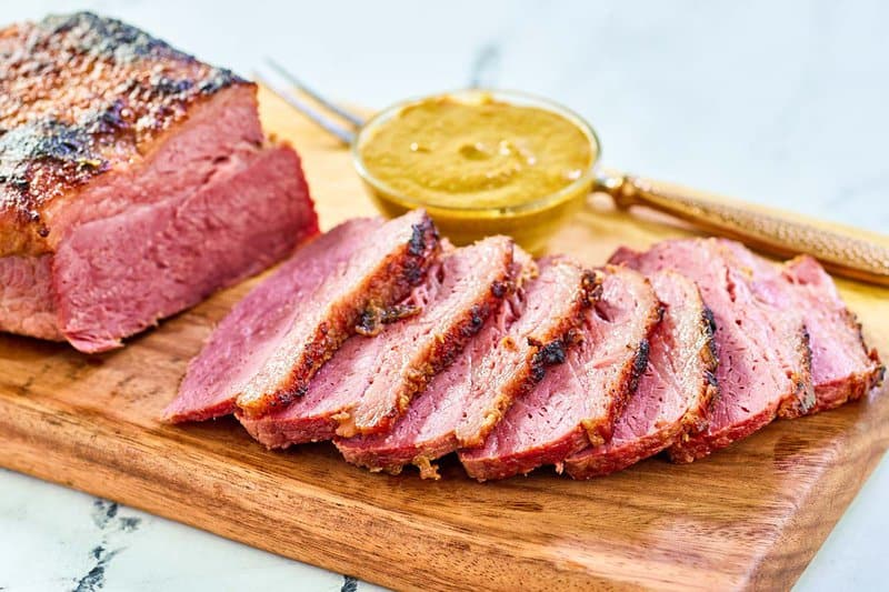 Baked Corned Beef with Mustard and Brown Sugar
