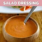 Homemade Benihana ginger salad dressing in a small bowl.