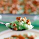 A spoonful of homemade Furr's lime jello salad.