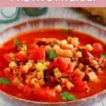 A bowl of homemade Olive Garden pasta e fagioli soup.