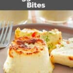 Homemade Starbucks egg white bites on a plate and a fork next to them.